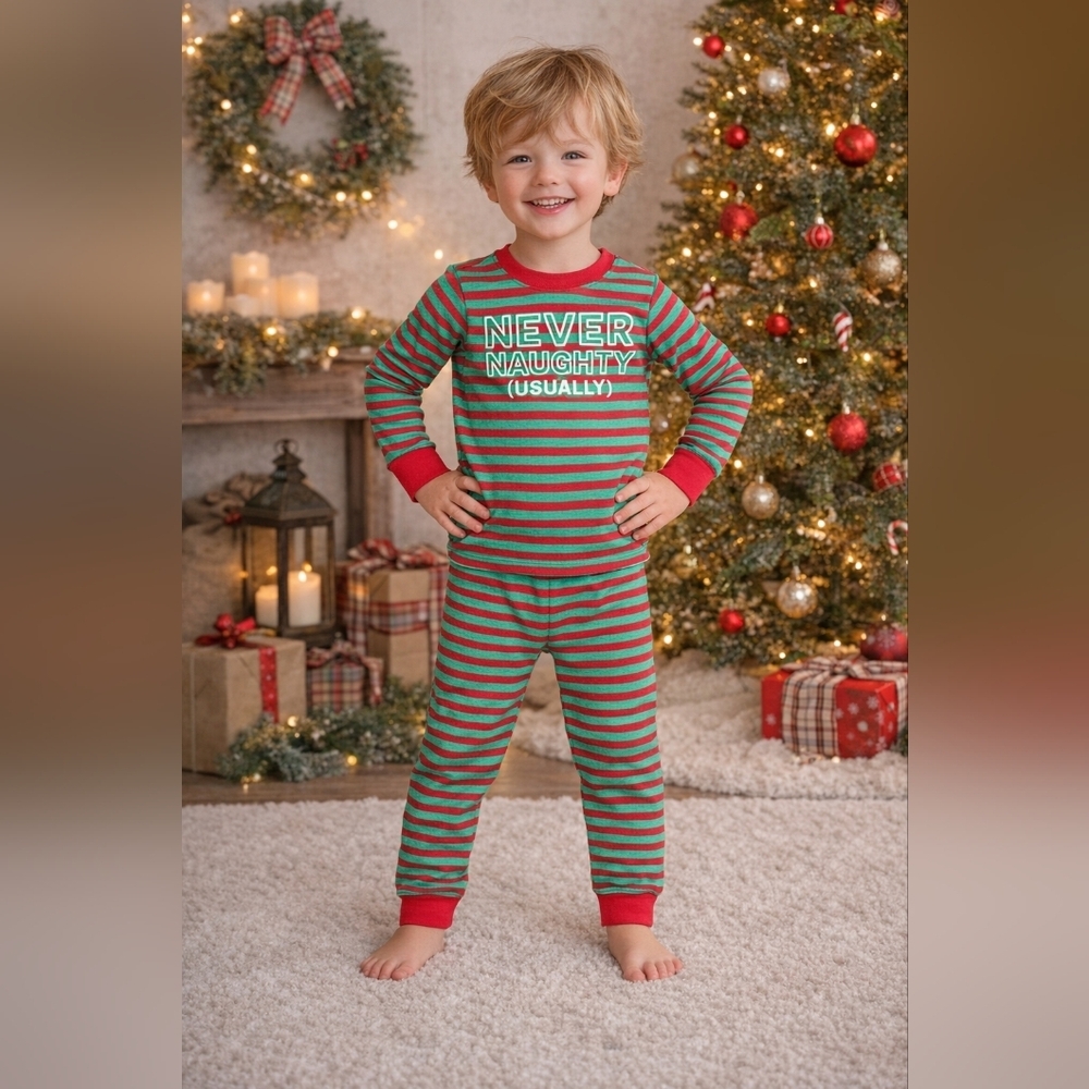 Carter's 3T Christmas Striped Pajama Sleepwear Outfit